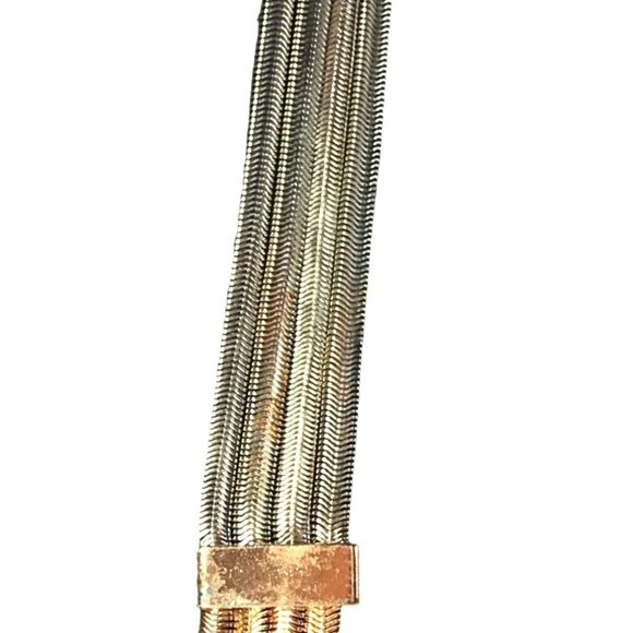 Steve Madden Herringbone Chain Necklace Multi Strand Gold Tone Silver Tone Black - Picture 4 of 5